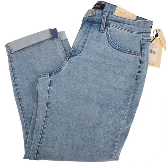 NYDJ Margot Girlfriend Kingston Jeans Light Wash Denim Crop Pants Womens 8P - Picture 3 of 8